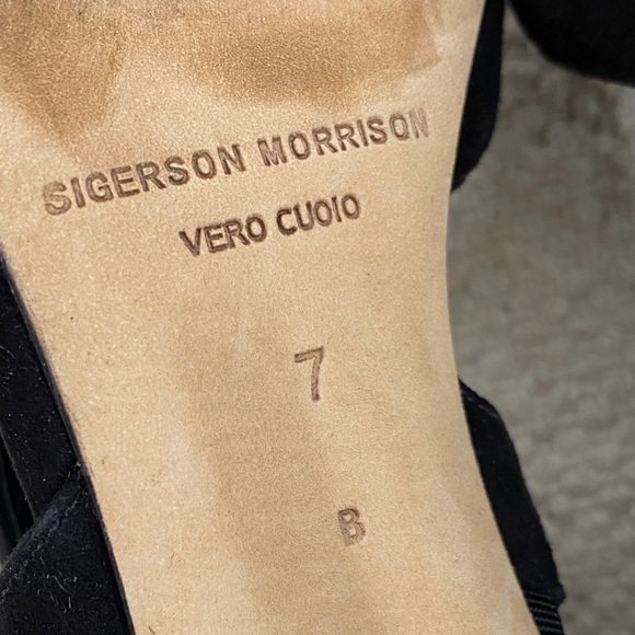 Sigerson Morrison Black Suede Mesh Cut Out Heels - Picture 8 of 9